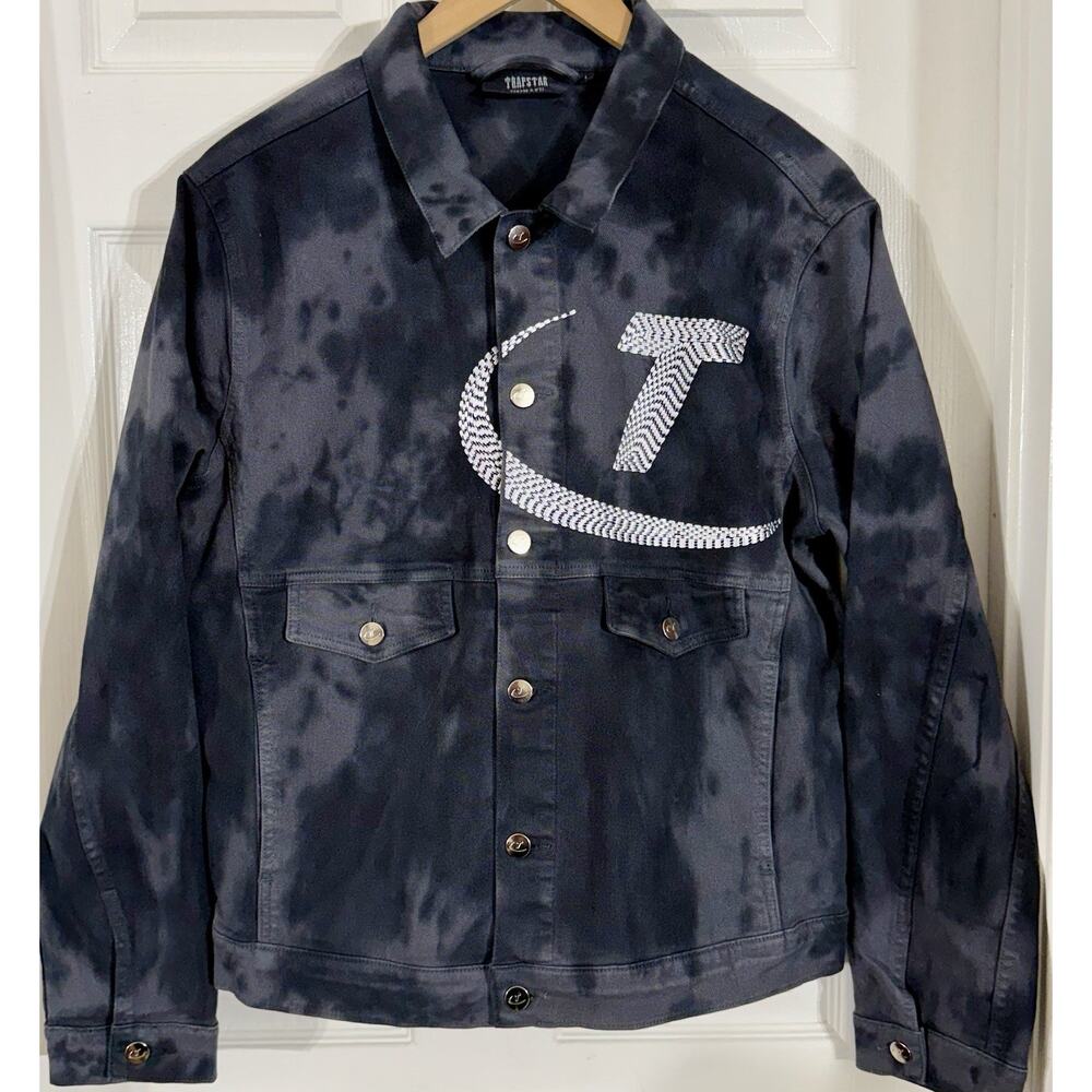 Trapstar Hyperdrive Gray Denim Jean Jacket Shacket Coat Men’s Size L Large